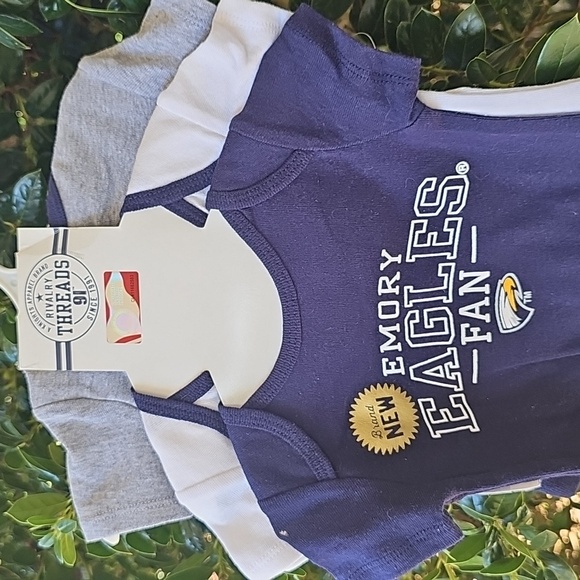 3-6 Months NWT Emory Eagles Fan Kids One Piece - Purple and Gray BABY - Picture 3 of 9